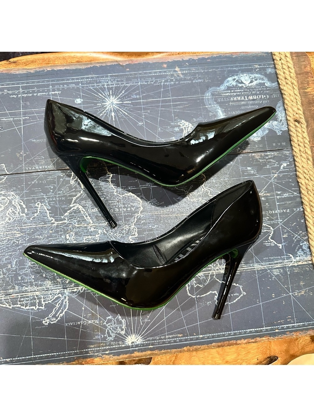 Wicked Black Patent Pointed-Toe Stiletto Heels – Size 8 NWOT